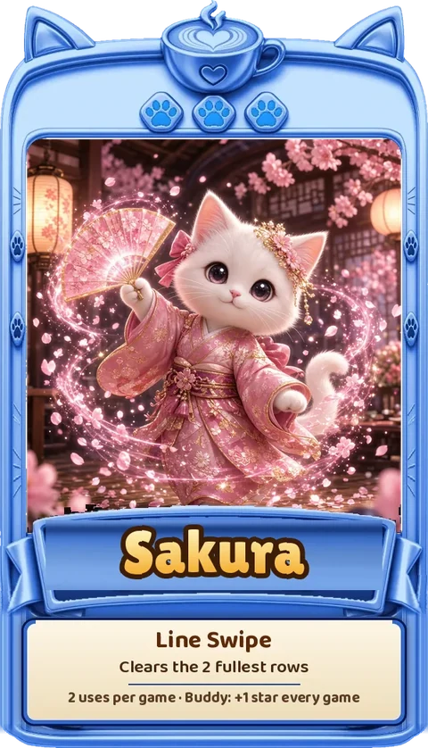 Sakura, a cat whose perk is Line Swipe